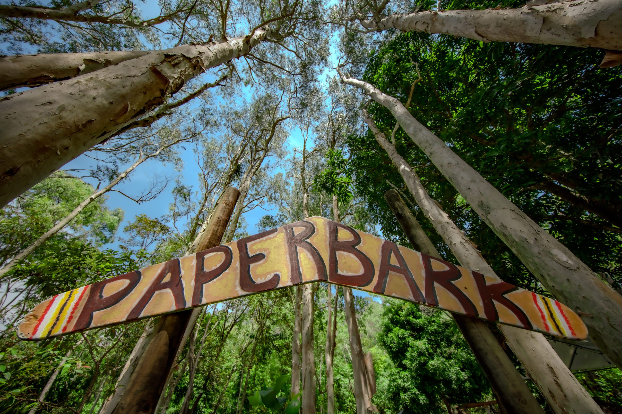 Paperbark welcome sign